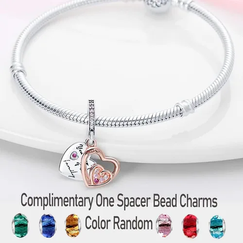 Miniatura 3 de LNQOBU Dije de plata de ley 925 para madre, hija, familia, amor, familia, amigos, para pulseras y collares