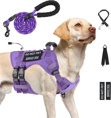 Miniatura 24 de Arnés táctico sin tirones para perros grandes, juego de arnés y correa para perro, Molle a prueba de escapes, arnés ajustable para perro de servicio