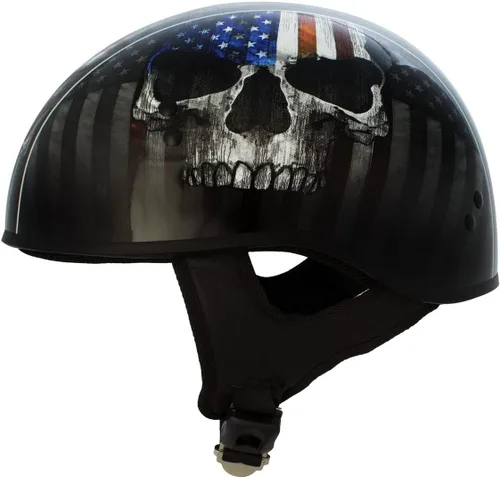 Miniatura 3 de Hot Leathers HLD1042 Casco de calavera con diseño de bala de guerrero negro brillante avanzado aprobado por DOT