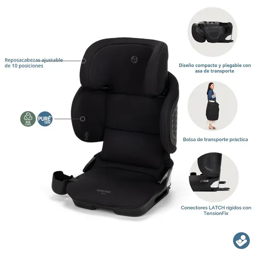Miniatura 12 de Maxi-COSI Tanza - Asiento elevador de posicionamiento de cinturón para automóvil, sombra de mar Sombra marina