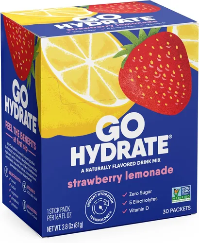 Miniatura 16 de GoHydrate Paquetes de polvo de hidratación instantánea, mezcla de bebidas con electrolitos bajos en sodio, apoyo de hidratación natural, bebida