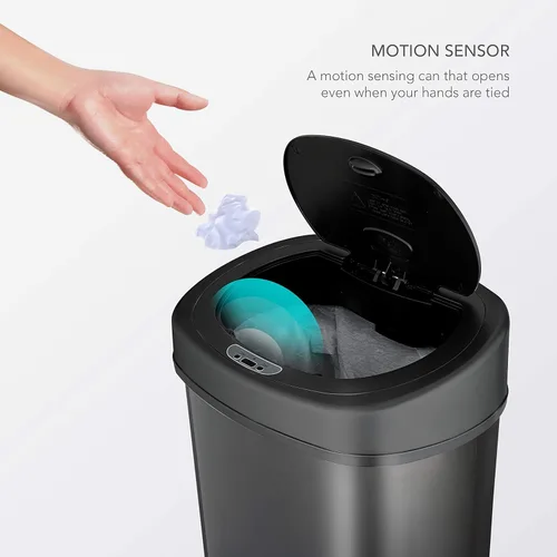 Miniatura 2 de NINESTARS, cesto para basura automático, sin necesidad de tocar, con sensor de movimiento Negro