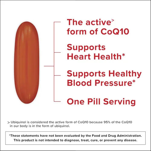 Miniatura 3 de Qunol Ubiquinol CoQ10 cápsulas blandas de 200 mg, potente antioxidante para la salud cardíaca y vascular, esencial para la producción de energía