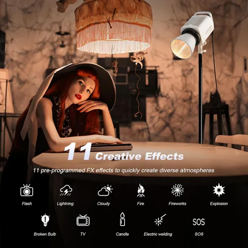 Miniatura 4 de Godox LA300Bi COB LED luz de video con bolsa de transporte 330W bicolor 2800K-6500K 127000Lux @3.3 ft 11FX efecto Bowens montaje luz continua