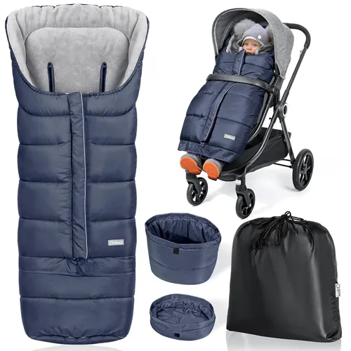 Miniatura 7 de Orzbow - Saco de dormir cálido universal para cochecito, bolsa de dormir para clima frío, piecera impermeable para niños pequeños (gris, grande)