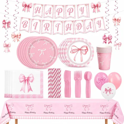 Miniatura 10 de Juegos de Platos y Servilletas de Cumpleaños Arcoíris, Suministros para Fiestas de Cumpleaños Rosa, Platos de Diamante con Purpurina