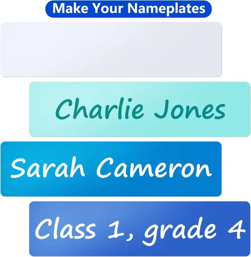 Miniatura 4 de 6 placas de identificación de aluminio en blanco de sublimación, placa de nombre personalizada de 2 x 10 pulgadas, etiqueta de escritorio, letrero