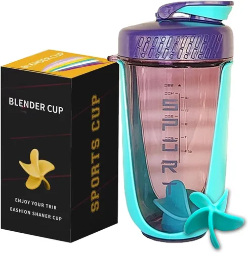 Miniatura 12 de Botella agitadora de proteínas de 20 onzas, botellas deportivas para mezclas de proteínas con batidora, botella mezcladora, taza agitadora portátil