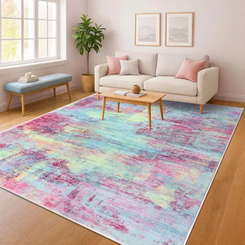 Miniatura 165 de IOHOUZE Alfombra pequeña abstracta de 2 x 3 pies, alfombra de entrada lavable para entrada interior, alfombras con respaldo de goma, alfombra gris