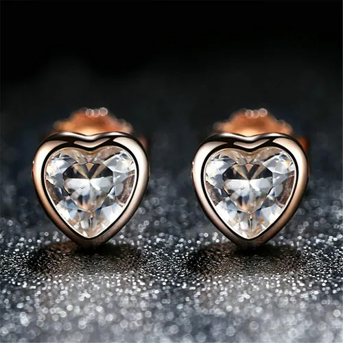 Miniatura 3 de BISAER Mini aretes de tuerca de plata de ley 925 con aretes de circonita cúbica de moda para adolescentes y mujeres, Circonia cúbica