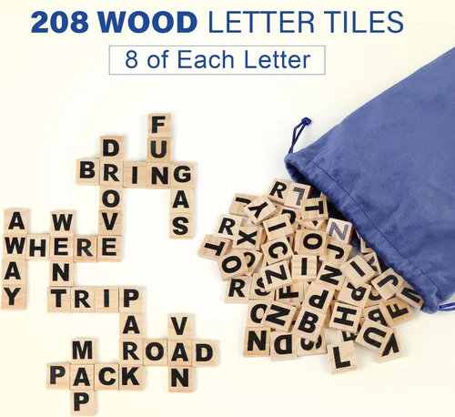 Miniatura 3 de BenBen Juegos de Ortografía, 224 Tarjetas de Memoria, 208 Fichas de Letras de Madera, 1-4 Jugadores, Juegos de Aprendizaje para Niños de 4-8 Años