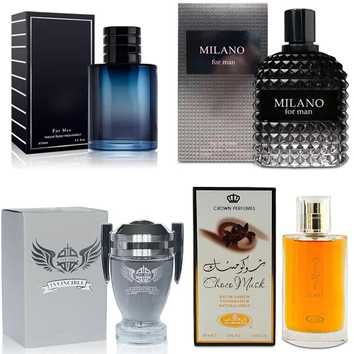 Miniatura 18 de AFLUXE Juego de 4 Colonias para Hombre Incluye Choco Musk/SE/Victory Infamous/Milano Aroma de Madera, Picante, Cítrico y Aromático eau de parfum Set