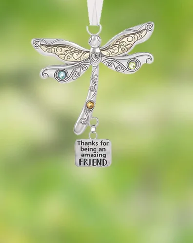 Miniatura 4 de Adorno de amigo con texto en inglés "Thank for Being an Amazing Friend" con diseño de libélula, adornos pensados, regalo de amistad, decoración
