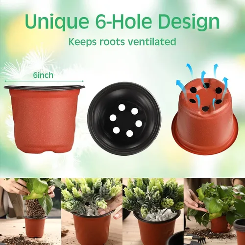 Miniatura 2 de Plantas de plástico de 6 pulgadas, macetas de inicio de semillas, macetas de siembra, macetas de plántulas, contenedor para plantas de flores
