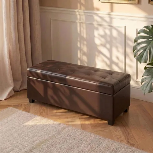 Miniatura 12 de Asense Banco otomano de almacenamiento, banco de almacenamiento de 18.8 x 40 x 18.5 pulgadas, reposapiés con patas, otomanas copetudas con bisagra