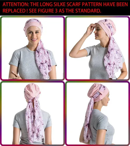 Miniatura 6 de Forro de algodón de bambú para mujer, con bufandas sedosas para el cáncer, pérdida de cabello, gorras de sueño