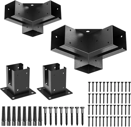 Miniatura 8 de Kit de pérgola para carpintería, 2 piezas, soportes para postes y vigas en T, soportes modulares para pérgola de tamaño modular para madera de 4 x