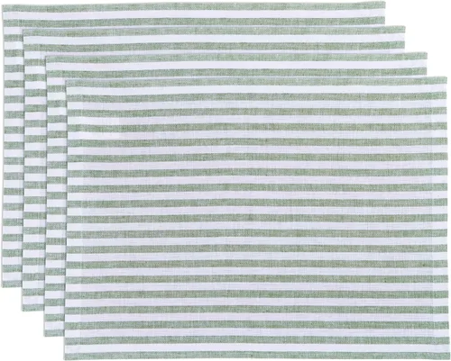 Miniatura 37 de Solino Home Amalfi - Manteles individuales a rayas, de 14 x 19 pulgadas, juego de 4 unidades, tela natural, lino europeo, 100 % lino puro, hechos a