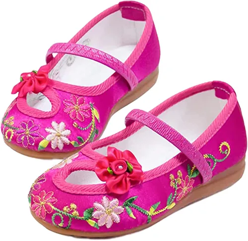 Mirabel Shoes, Mirabel Shoes Encanto for Girls, Girls Dress Shoes Ballet Costume Shoes for Girls Comfy Low Heel Round Toe Flat Shoes with Floral