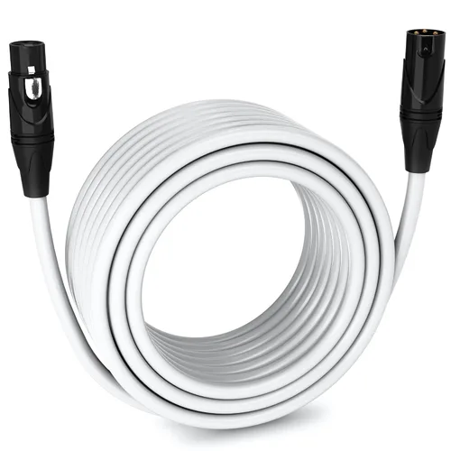 Miniatura 100 de LyxPro Cable de micrófono XLR hembra a macho de ángulo recto de 3 pines de 1.5 pies para altavoces amplificados, interfaz de audio, rendimiento