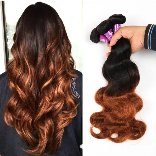 Miniatura 13 de 4 paquetes de cabello humano ondulado brasileño degradado borgoña T1B/99J, paquetes de cabello humano ondulado y húmedo para mujeres negras