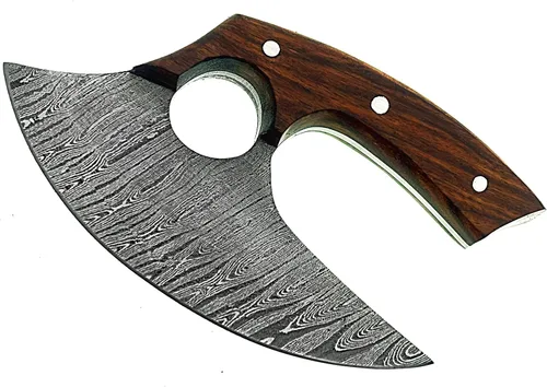 Miniatura 4 de Poshland TTC-111 cuchillo de cocina Ulu hecho a mano personalizado -mango de madera (TTC-111)
