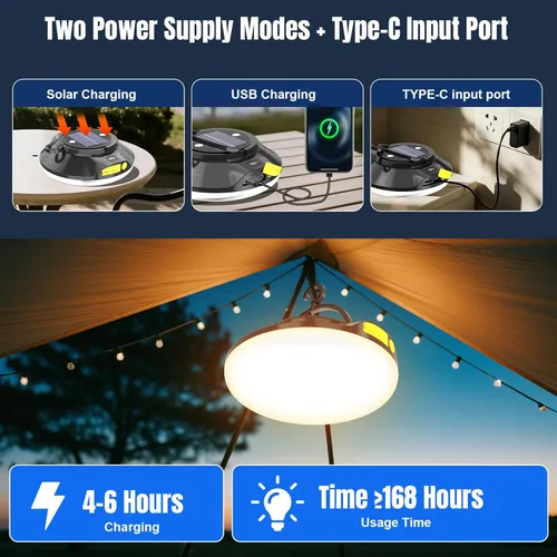 Miniatura 3 de Linterna LED solar portátil de 16000 mAh, 26000 lm, luz recargable de 150 W con imán, linterna, luces impermeables IPX66 para tienda de campaña
