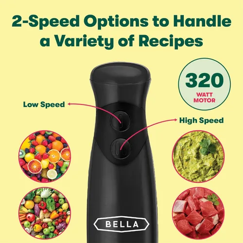 Miniatura 2 de BELLA Batidora de Mano de Inmersión, Mezclador Portátil con Accesorio de Batidor - Exprimidor Manual Eléctrico, Sacude, Hace Comida para Bebés