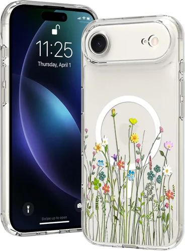 Miniatura 19 de OOK Magnetic for iPhone 17 Case Clear Pretty Flower Girls Women [Not Yellowing][Screen Protector] [ MagSafe Compatible] with Full Camera Lens