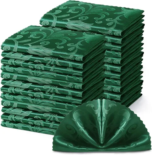 Horbaunal Paquete de 24 servilletas de tela de damasco de 17 x 17 pulgadas, juego de 24 servilletas cuadradas de satén de tela para banquete de