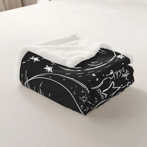 Miniatura 5 de Feelyou Manta de forro polar de sol y luna, estilo bohemio Sherpa para niños, niñas, felpa cósmica celestial mullida para sofá, cama, sofá, 40 x 50