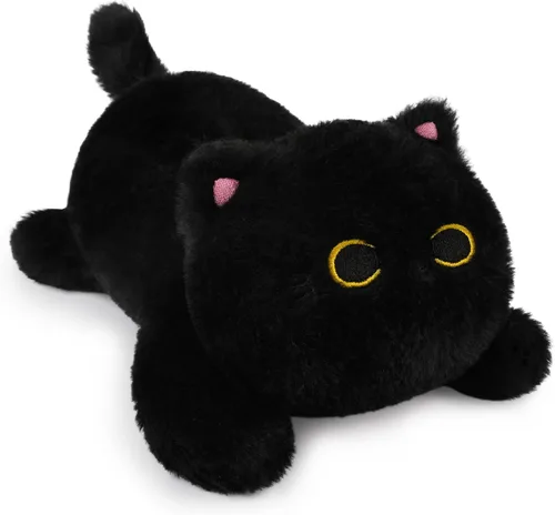 Peluche de gato negro con peso, lindos animales de peluche con peso para niños, realista y suave, abrazable, regalo para niñas y niños