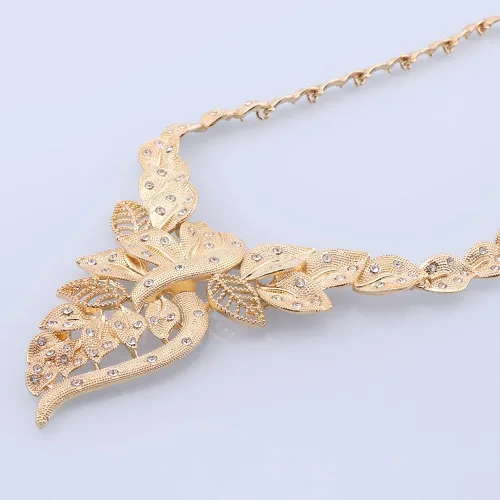 Miniatura 5 de NA African Dubai Gold Jewelry Nigerian Crystal Necklace Hoop Earrings Ring Women Italian Bridal Jewelry Sets Wedding Accessories
