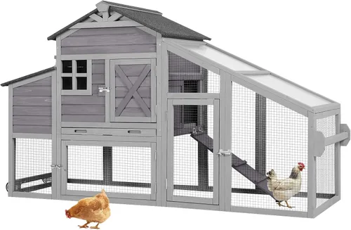 GUTINNEEN Gallinero movible gallinero sobre rueda, gallinero portátil para 2-4 pollos de 65 pulgadas