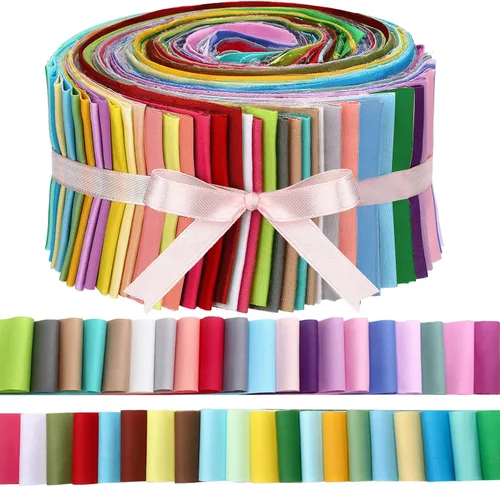 Miniatura 11 de 40 piezas de rollo de tela de algodón blanco de patchwork de Jelly, tiras de tela de algodón enrollables de 2.55 pulgadas, tela de patchwork