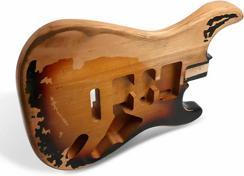 Miniatura 4 de Cuerpo de guitarra eléctrica Relic Nitro Alder Strat Style H-S-H Route Cuerpo de guitarra DIY 3 tonos Sunburst.
