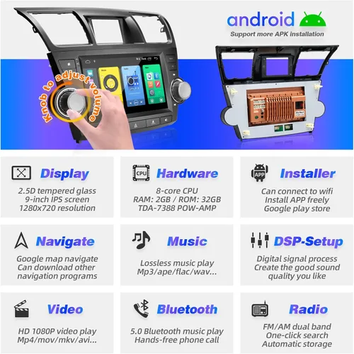 Miniatura 3 de Highlander - Radio Android compatible con Carplay Android Auto, pantalla táctil estéreo para coche, navegación Bluetooth, reproductor multimedia