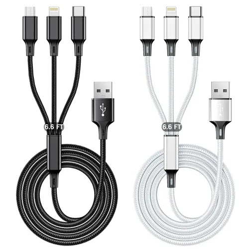 Miniatura 8 de Cable de carga múltiple, paquete de 2 cables de carga multiteléfono de 4 pies, trenzado, universal, 3 en 1, cable de carga extra largo múltiple USB