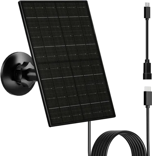 Miniatura 7 de Zivif Panel solar de 7 W para cámaras de seguridad, cargador solar USB C de 5 V y micro USB, fuente de alimentación impermeable IP66