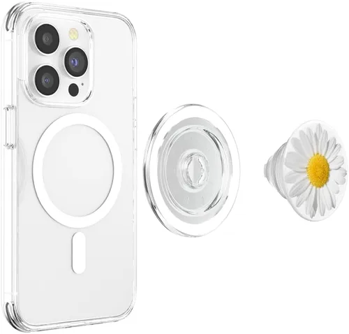 Miniatura 3 de Linda margarita blanca amarilla tan bonita sobre fondo blanco PopSockets PopGrip: agarre intercambiable para teléfonos y tabletas PopSockets MagSafe