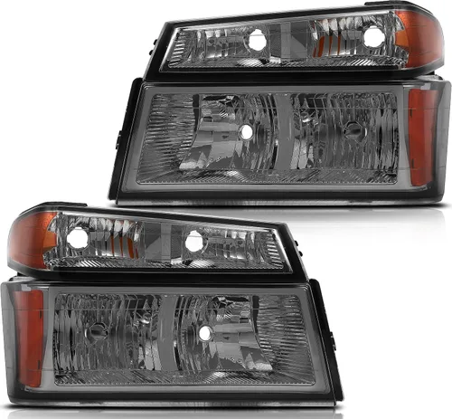 Miniatura 33 de Conjunto de faros delanteros para Chevy Avalanche 1500 2003-2006 para Avalanche 2500 03-06 para 1500 Classic 2007 carcasa negra reflector ámbar