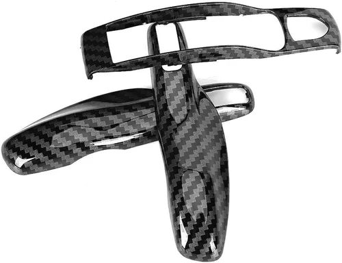 Miniatura 2 de Funda de fibra de carbono, metal remoto, borde de llave remota, funda para llave de automóvil, 3 piezas, juego de funda de fibra de carbono
