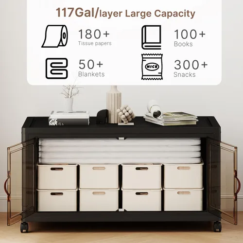 Miniatura 3 de 468QT - Contenedores de almacenamiento apilables extra grandes con tapas, ruedas y puerta, organizadores plegables de armario de 117 galones