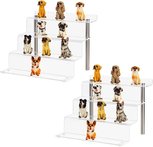 Miniatura 9 de CECOLIC Estante elevador acrílico transparente de 4 niveles para coleccionables, figuras pop, cupcakes, perfumes, elevadores de exhibición