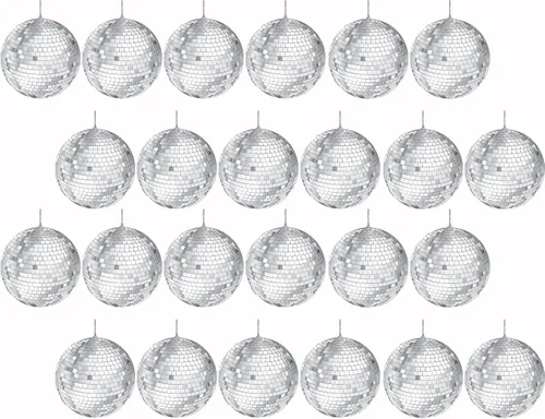 Miniatura 10 de Bola de discoteca de espejo de 12 pulgadas, bola colgante plateada de 2 pulgadas con cuerda adjunta, refleja la luz, recuerdo de fiesta