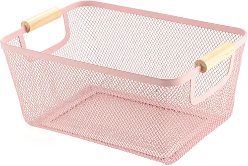 Miniatura 13 de AJIODA Cesta de acero de malla metálica, cesta organizadora de almacenamiento de alambre pequeña, cesta de cocina colgante multifunción con mango