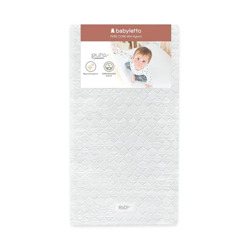 Miniatura 8 de Babyletto Colchón Pure Core para cuna, funda impermeable acolchada híbrida, 2 etapas, certificado Greenguard Gold