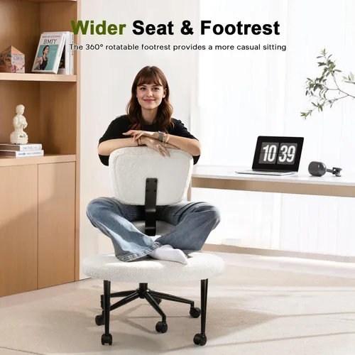 Miniatura 4 de Waleaf Silla ergonómica de oficina con patas cruzadas, silla de TDAH para adultos, silla de meditación ajustable en altura con ruedas, sillas