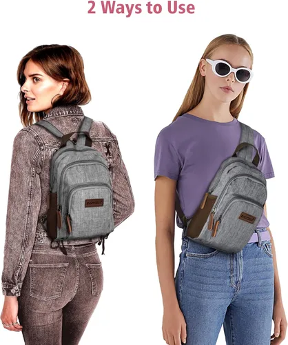 Miniatura 3 de PACKISM Mochila pequeña para mujer, bolsa convertible con múltiples compartimentos, correas ajustables, mini mochila