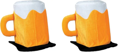 Beistle Sombreros unisex de felpa para taza de cerveza, 2 piezas – Suministros de fiesta irlandesa, disfraz para disfraz, gorro del día de San